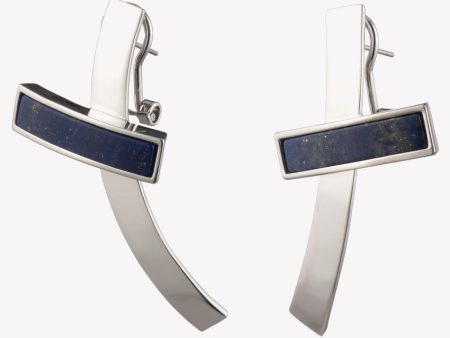 INLAID CROSSBAR EARRINGS - LAPIS on Sale