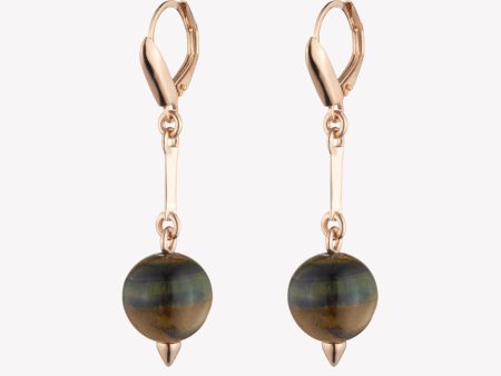 BEADED SPHERE DROP EARRINGS - TIGER EYE Supply