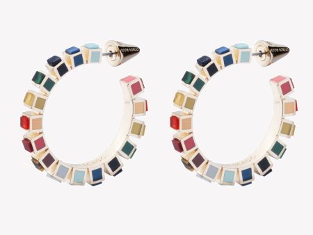 SMALL INLAID CUBE HOOPS - PRISM Discount