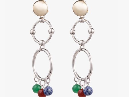 BEADED BARBELL CHANDELIER EARRINGS For Cheap