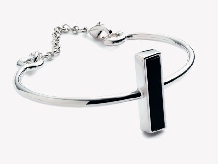 INLAID CROSSBAR CUFF - ONYX Discount