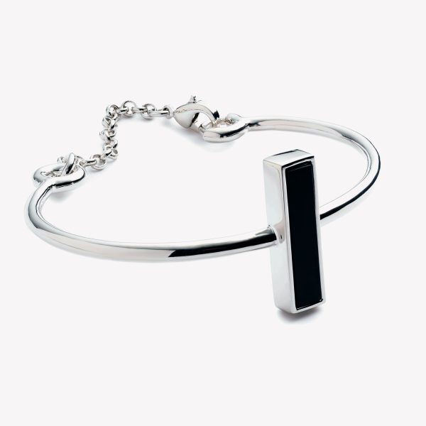 INLAID CROSSBAR CUFF - ONYX Discount