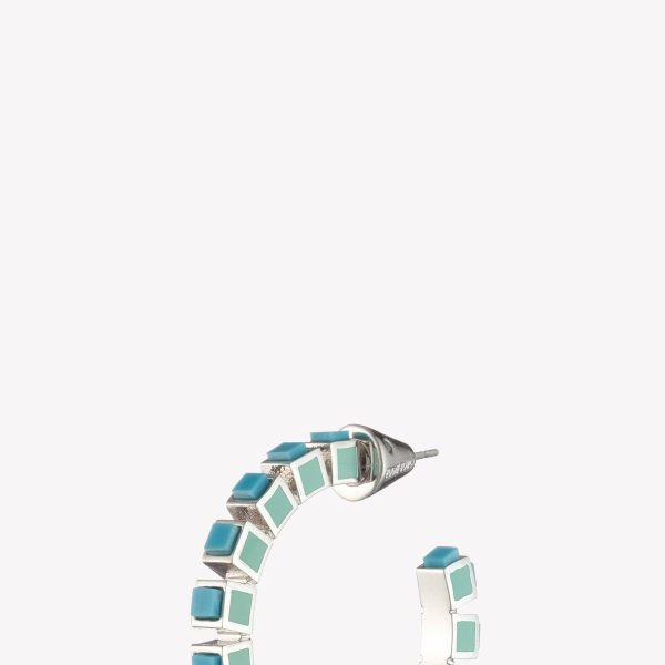 SMALL INLAID CUBE HOOPS - TURQUOISE Fashion