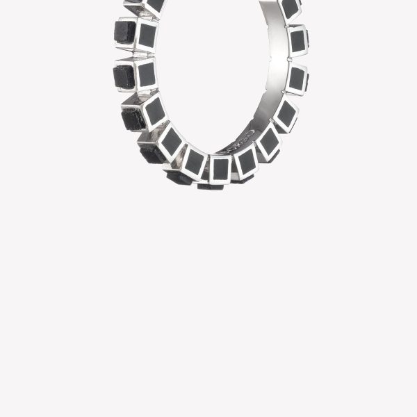 SMALL INLAID CUBE HOOPS - ONYX Hot on Sale