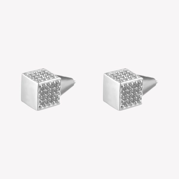 PAVÉ CUBE STUD EARRINGS For Discount