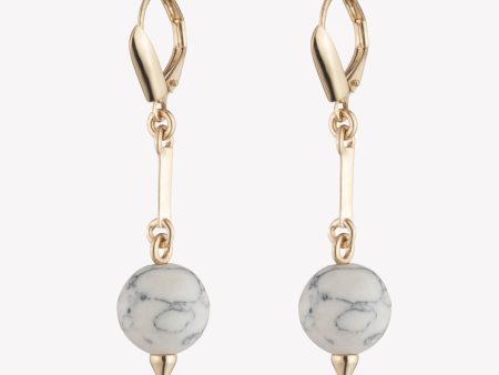 BEADED SPHERE DROP EARRINGS - HOWLITE For Sale