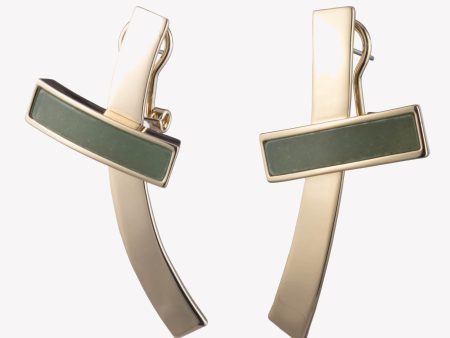 INLAID CROSSBAR EARRINGS - JADE Online now