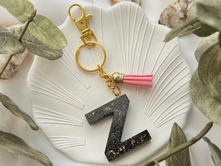 Black & Gold Leaf “Z” Keychain Fashion