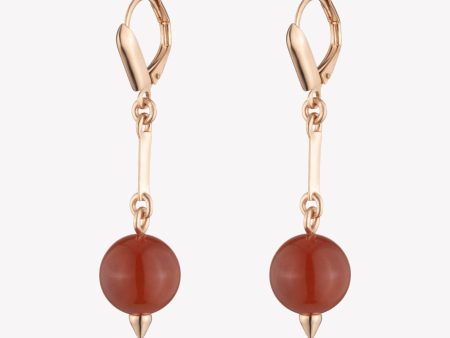 BEADED SPHERE DROP EARRINGS - CARNELIAN Hot on Sale