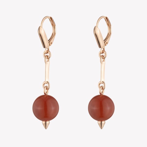 BEADED SPHERE DROP EARRINGS - CARNELIAN Hot on Sale