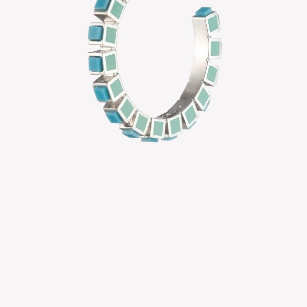 SMALL INLAID CUBE HOOPS - TURQUOISE Fashion