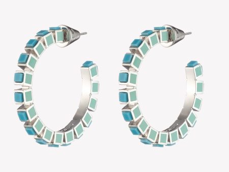 SMALL INLAID CUBE HOOPS - TURQUOISE Fashion