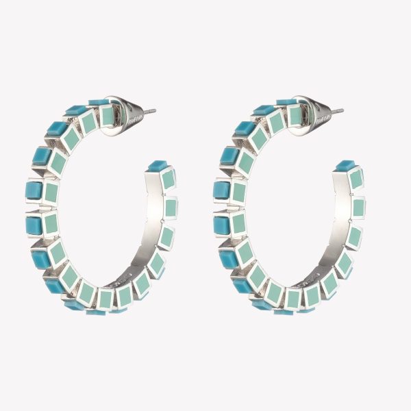 SMALL INLAID CUBE HOOPS - TURQUOISE Fashion