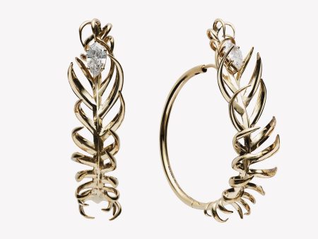 frond hoop earrings - 1.5 antique diamondscirca 1930 Online now