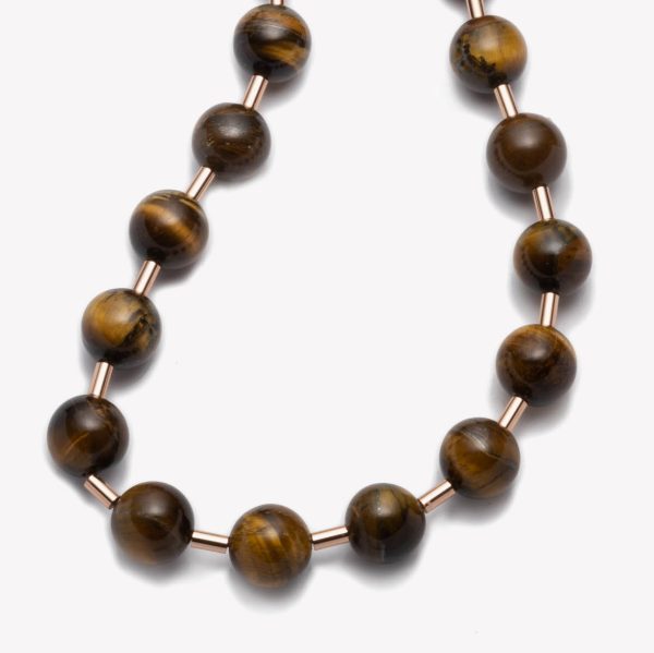 BEADED BALL CHAIN NECKLACE - TIGER EYE on Sale