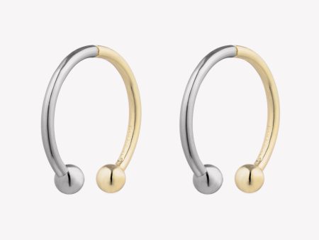 BARBELL HOOP EARRINGS  |  TWO TONE Online Hot Sale