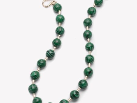 BEADED BALL CHAIN NECKLACE - MALACHITE Discount