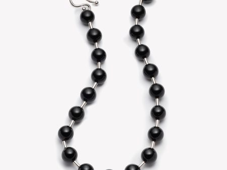 BEADED BALL CHAIN NECKLACE - ONYX Hot on Sale